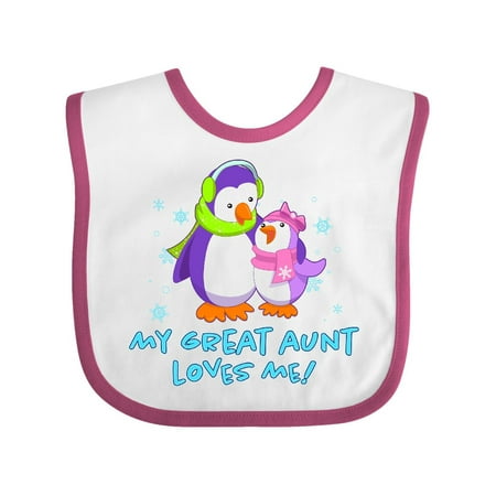 Great Aunt Bib - My Great Aunt Loves Me! Cute Penguins Baby Bib