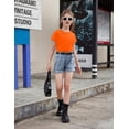 thumbnail image 3 of Arshiner Girls Tops Girl Crop Top Round Neck T Shirts Rolled Short Sleeve Blouse 2024 Basic Loose Summer Fashion Casual Tee, 3 of 5