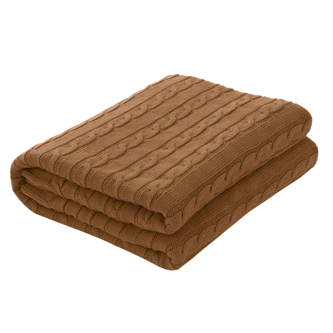Cotton Blanket Soft Warm Cable Knit Throw Home Bedding Blankets Brown