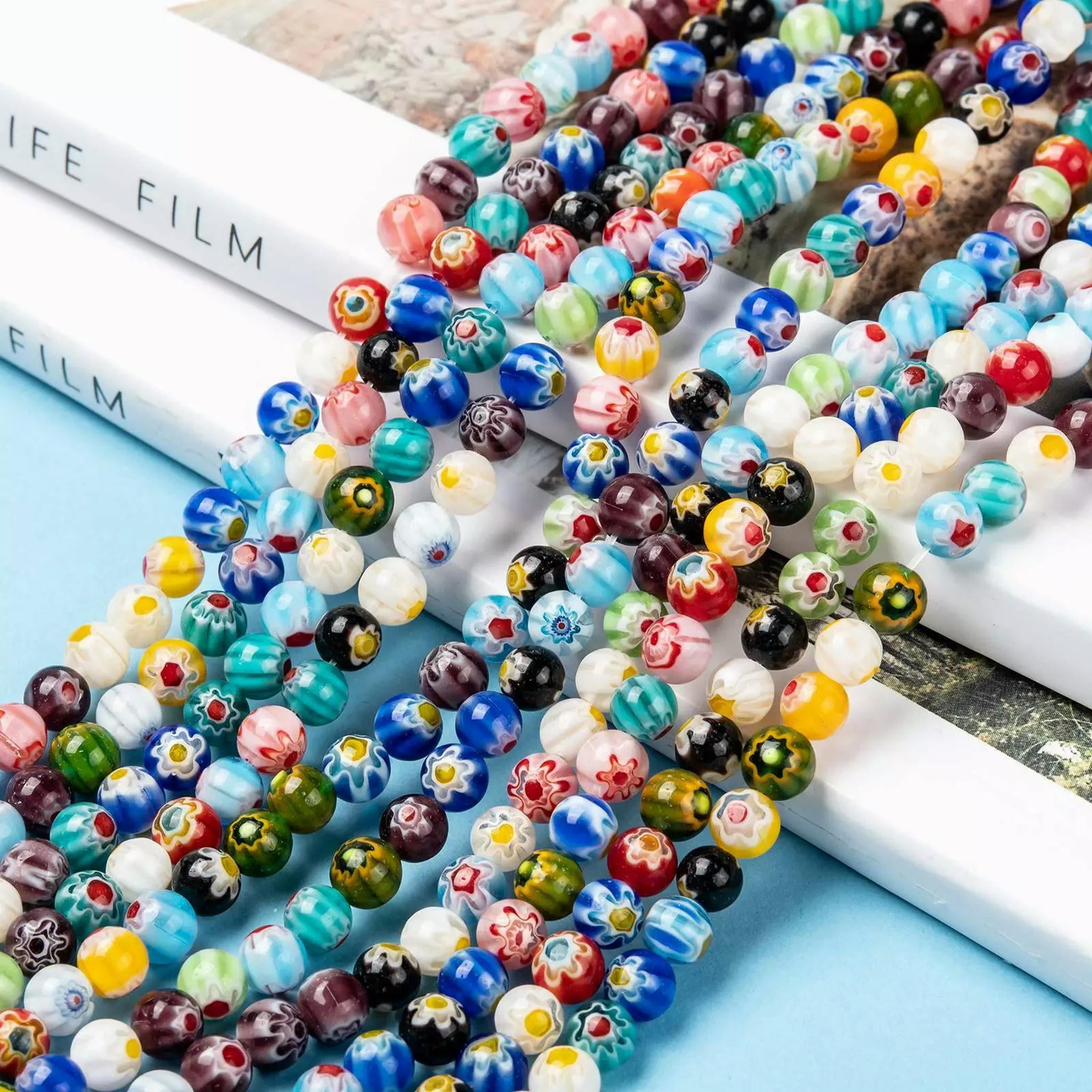 U8MO 10 Strd 6mm Round Handmade Millefiori Glass Beads Colorful Loose Spacer Crafting