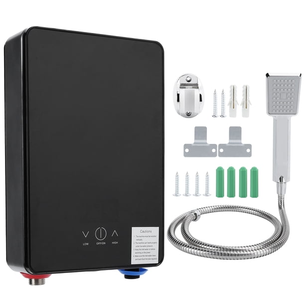 Calentador De Agua Caliente, Hogar 4500W 110V 55 Grados Celsius Calentador De Agua Sin Tanque, Temperatura Constante, Eléctrico Inteligente Para Ducha Bañera Cocina Baño Cergrey Kit Calefacción+Ducha