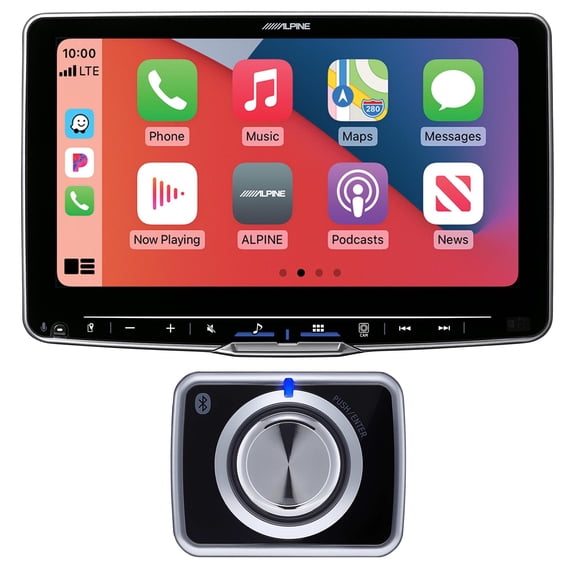 Alpine ILX-F509 Halo9 9" Receiver Compatible with Wireless Android Auto & Apple CarPlay with RUX-H02 Halo wireless volume knob and subwoofer level controller