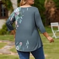 thumbnail image 4 of Débardeurs Amples Grande Taille pour Femmes Mode Décontractée Imprimée Manches 3/4 Col Rond T-Shirt en Polyester Doux, Respirant Haut Grande Taille, 4 of 6