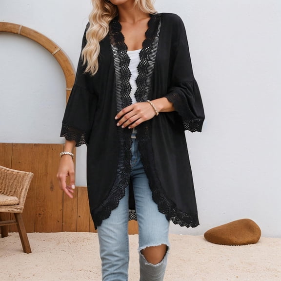 Women's Lightweight Lace Cover Up Swimwear Beach Dress Casual Open Front Kimono Summer Spring Fall Winter Beach Cover up Dresses for Teens Cover up Swimsuits for Women Beach Cover up Women plus Size