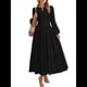 thumbnail image 3 of Vestido de Otoño Informal para Mujer, de Larga, Cuello en V, Cintura Elástica, Ligero, para Invitadas de Boda, con Bolsillos Negro XL, 3 of 10