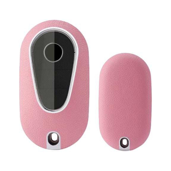 Xotic Tech Pink TPU Grainy Leather Texture Key Fob Shell Cover Case, Compatible with Mercedes-Benz S-Class C-Class E-Class 3-Button Smart Keyless Entry Key