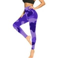 thumbnail image 3 of Mrat Checkered Pants Women Trendy Casual Women Printed Gradient Span Ladies High Waist Wide Leg Trousers Yoga Pants Long Pants Cargo Trousers for Women S-74 Purple L, 3 of 5
