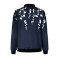 thumbnail image 5 of Lcziwo Women's Plus Size Bomber Jacket Casual Trendy 2025 Lightweight Jackets Long Sleeve Crew Neck Windbreaker Floral Print Zip Up Coats with Pockets Navy,XXXXL, 5 of 5