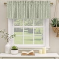 thumbnail image 2 of 2 Pack Valances for Window, Sage Green Spring Leaves Short Curtains for Kitchen Bedroom Living Room, Pastoral Botanical Striped Flowers Rod Pocket Small Window Treatment Valance Drapes 42 x 18 Inch, 2 of 8
