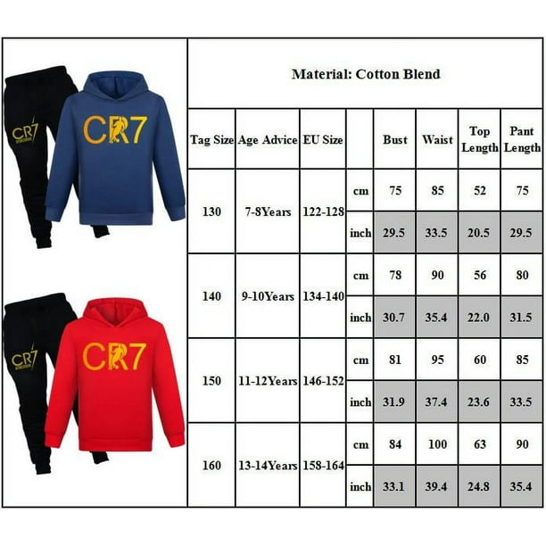 CR7 Ronaldo Kids Boys Casual Tracksuit Soccer Hooded Sweatshirt