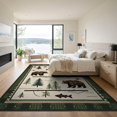 thumbnail image 3 of ODIKA 9'x12' Washable Area Rug Non-Slip, Chair-Friendly Fishing Panel Cabin Vintage Badge Forest Border Wildlife Print for Dining Room, Basement, Large Office, 3 of 7