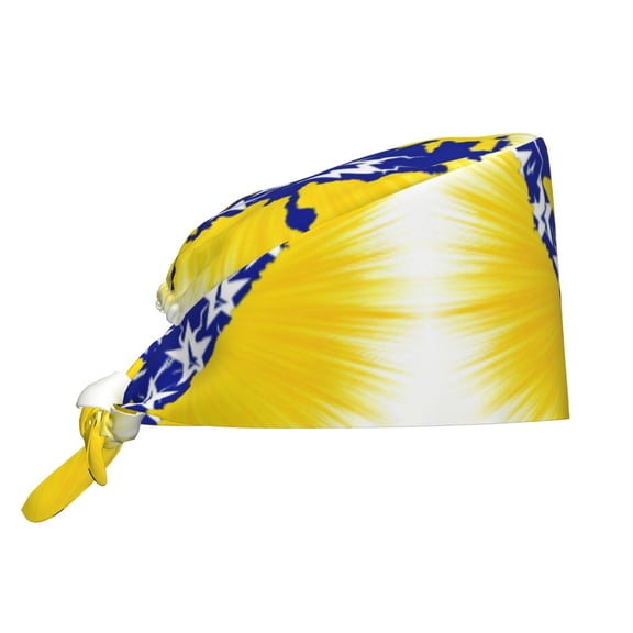 Bosnian Flag Map Working Cap With Sweatband Adjustable Unisex Women Tie Back Hat