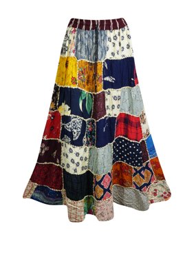 Mogul Women's Hippie Bohemian Gypsy Vintage Ethnic Patchwork Long Skirts