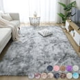 thumbnail image 4 of Alfombra mullida de 3 x 5, suave y peluda para dormitorio de niñas, sala de estar con parte inferior antideslizante, gris claro, 4 of 5