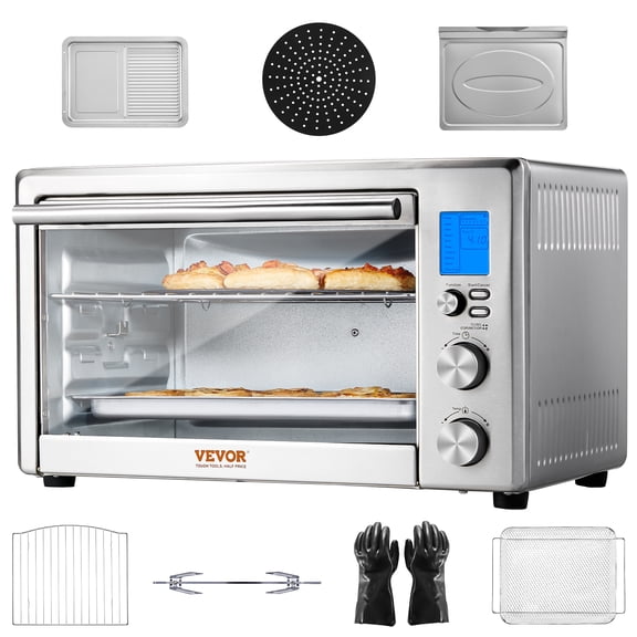 VEVOR 13-IN-1 Air Fryer Toaster Oven, 28L/29.6Qt Convection Oven, 1800W 2-Tier Toaster Ovens Countertop Combo with Wire Racks, Pizza Pan, Gloves, Home and Commercial Use