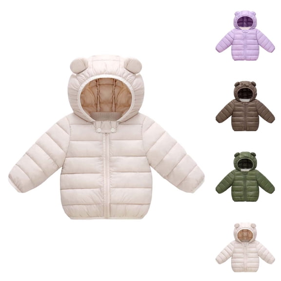 YUANxueke Kids Puffer Jacket Lightweight Long Sleeve Winter Coats Bear Ear Hooded Zip Up Down Coats Outwear