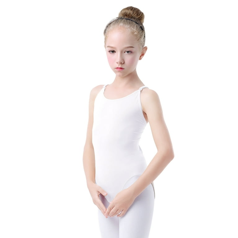 Children Kids Ballet Leotards Girls White Dance Underwear Sleeveless  Dancewear 