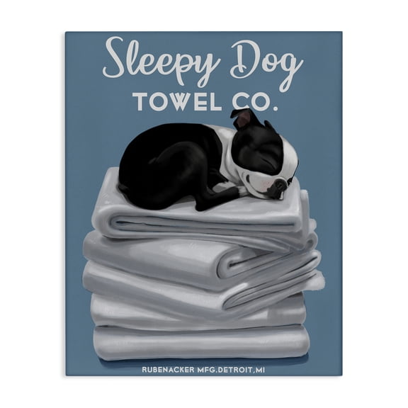 Stupell Industries Cottage Vintage Sleepy Dog Towel Co Canvas Art, 16 x 20, by Brian Rubenacker