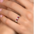 thumbnail image 4 of Gem Stone King 18K Yellow Gold Plated Silver White Moissanite and Red Ruby Wedding-Bands Ring for Women | 0.98 Cttw | Round 3.5MM | Gemstone Birthstone | Size 5, 4 of 7