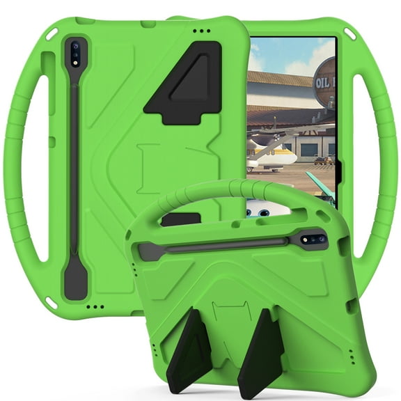 Dteck Case for Samsung Galaxy Tab S7 FE SM-T730 (2021) 12.4-inch,Shockproof EVA Foam Kids Friendly Lightweight Handle Kickstand Cover for Galaxy Tab S7 FE 5G SM-T736B/Galaxy Tab S7 T970/T975,Green