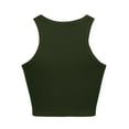 thumbnail image 4 of Basic Tank Tops for Women Solid Color Vest Sleeveless Crew Neck Ribbed Short Tanks Ladies Camisoles Green L, 4 of 5