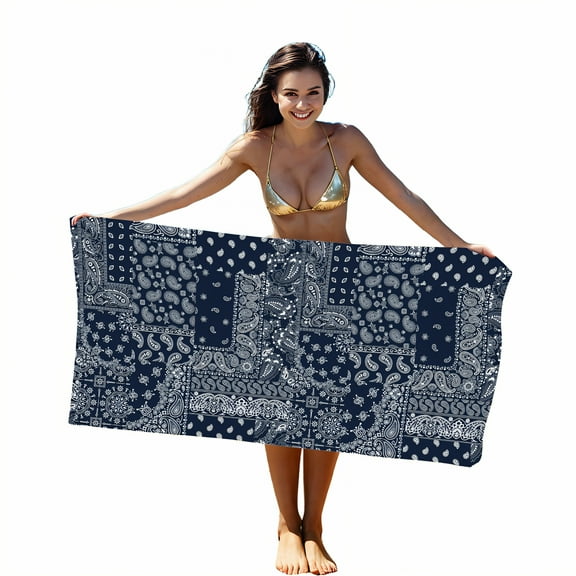 AUQ Beach Towels,Smooth Texture Retention Microfiber Beach Towel,Extensive Spread Range Beach Mat Sand Free Waterproof,Style1,28"x56"