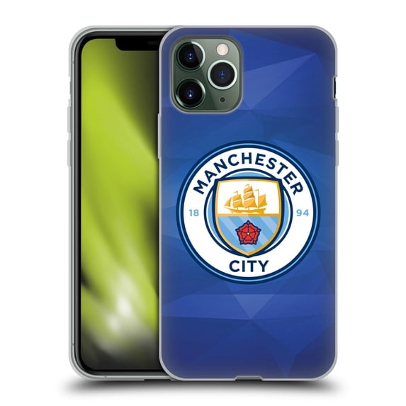 Head Case Designs Officially Licensed Manchester City Man City FC Badge Geometric Obsidian Full Colour Soft Gel Case Compatible with Apple iPhone 11 Pro