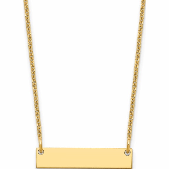 14K Yellow Gold Small Polished Blank Bar Necklace (18 X 25) Made In United States -Jewelry By Sweet Pea