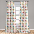 thumbnail image 3 of Ambesonne Game Curtains, Toy Animals with Balls Art, Pair of 28"x63", Mustard Sea Blue and Green, 3 of 3