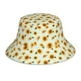 thumbnail image 3 of Daiia Vintage White Polka Dot Sunflower Pattern Bucket Hat - Trendy Cotton Sun Hat for Beach, Golf, Fishing - Fun Outdoor Vacation Boonie for Men and Women, 3 of 9