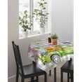 thumbnail image 4 of Easter Truck Suqare Tablecloth - 60 x 60 Inch, Spring Floral Eggs Butterflies Leaves Gray Plaid Waterproof & StainResistant Tablecloth, Washable Oil-proof Table Cover for Dining/Party/Wedding/Buffet, 4 of 9