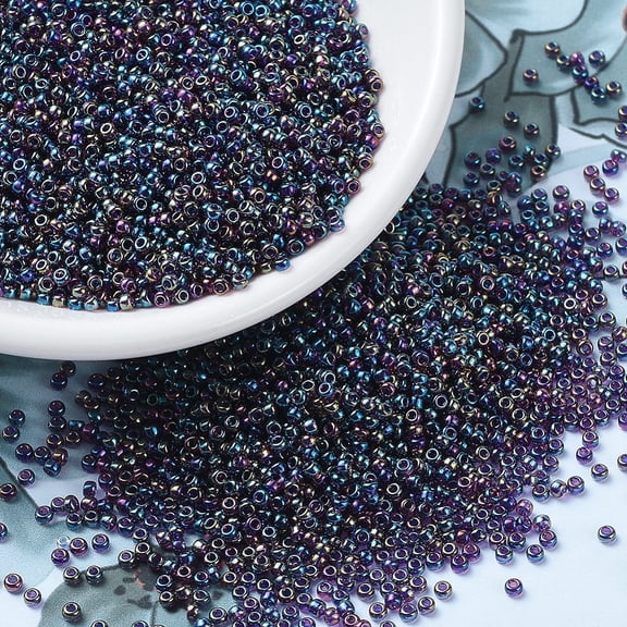 MIYUKI Round Rocailles Beads Japanese Seed Beads 11/0 (RR333) Amethyst AB 2x1.3mm Hole: 0.8mm about 1111pcs/10g