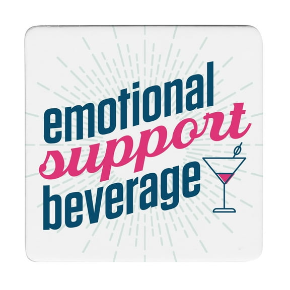 Thirstystone "Emotional Support Beverage" 12-Pack Cork Back Paper Bar Coasters