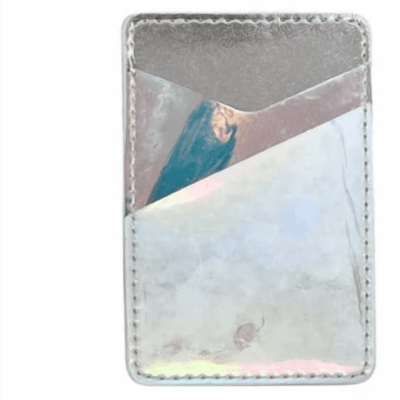 1 Pack Eco Friendly Adhesive Phone Wallet Card Holder with Strong Stick Backing, Slim Pocket for Credit Cards, ID and Cash Storage, Lightweight Smartphone Accessory for Everyday Convenience, Silver