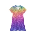 thumbnail image 5 of CCRFTGI Polo Dresses for Kids Girls Size 7-8 Back To School Short Sleeve Uniform Cute Sequins Print Pleated Flare Skater Polo Dresses Summer Button Collared Pique Polo Dress Purple 5-6 Years, 5 of 5