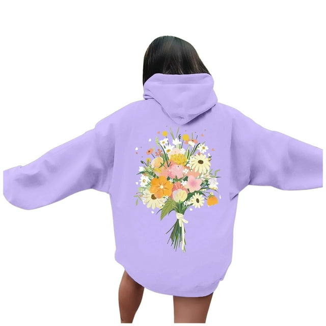 Chandail à Capuchon Décontracté pour Femme avec Imprimé, Doux et Confortable, Chandail Molletonné à Enfiler pour Usage Quotidien Automne Hiver