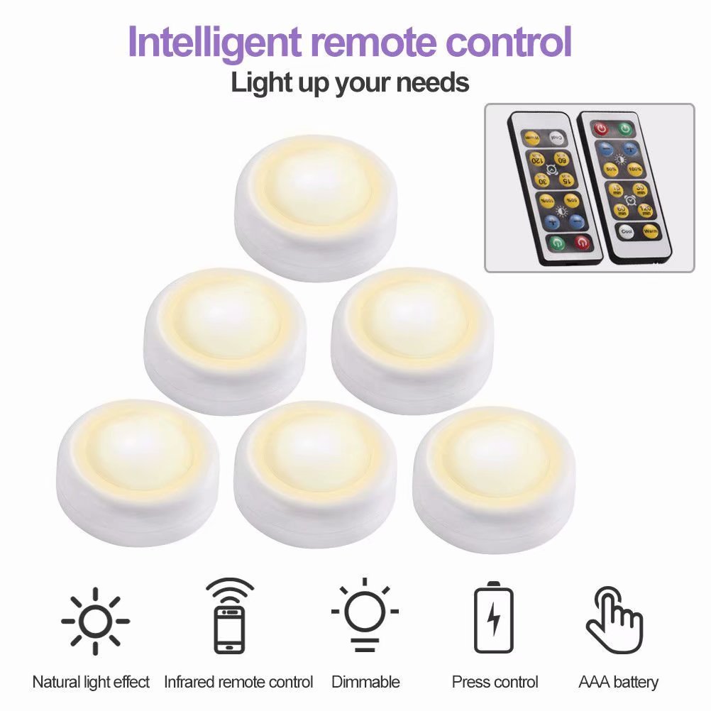 6pack Wireless Led Puck Lights With Remote Control Closet Lights Battery Operated Kitchen Under Cabinet Led Lighting Wireless Walmart Com
