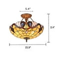 thumbnail image 3 of SERENITY Tiffany-style 2 Light Victorian Semi-flush Ceiling Fixture 16" Shade, 3 of 3