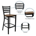 thumbnail image 4 of BizChair Black Ladder Back Metal Restaurant Barstool - Cherry Wood Seat, 4 of 11