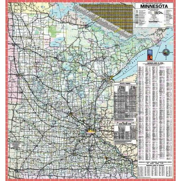 36x38 Minnesota State Official Executive Laminated Wall Map