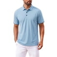 thumbnail image 3 of Josdec Men's Solid Color Short Sleeve Polo Shirt, Breathable Striped Trim Collar Casual Business Summer Top M-XXXXL, 3 of 8