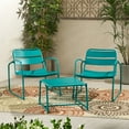 thumbnail image 2 of Calvert Outdoor Modern 2 Seater Iron Chat Set, Matte Teal, 2 of 10