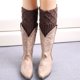 thumbnail image 5 of Calcetines cálidos para mujer Botas de lana tejidas para mujer Leggings cortos con rejilla de diamantes y vuelta, 5 of 6
