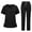 Black-A#60706VV, variant on Women's Jogger Scrub Set 2 Piece Nurse Uniform Jogger Suit Stretch Top & Pants Solid Color Nurses Working Uniforms with Pocket Dark Purple XL