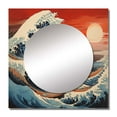 thumbnail image 2 of Designart "The Red Great Wave A Masterpiece from Kanagawa V" Nautical & Beach Square Mirror For Wall Decor - Large Red Square Printed Wall Mirror Art - Wall Mounted Square Large Mirror, 2 of 5