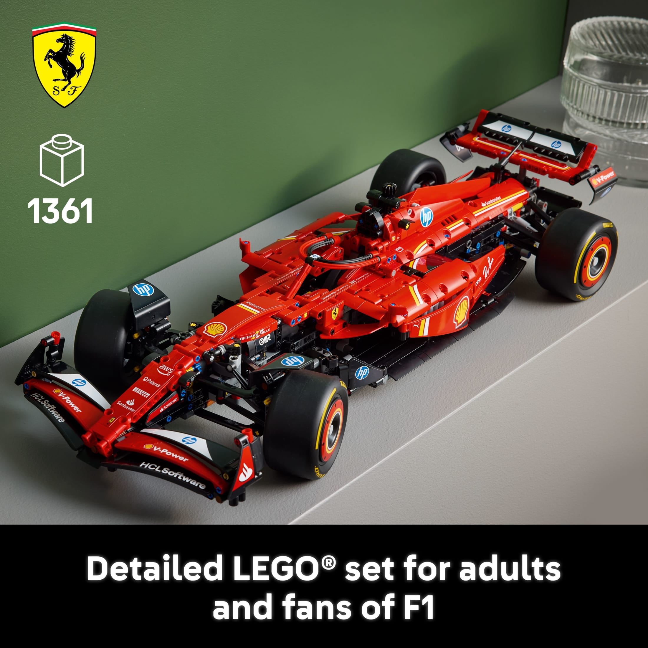 LEGO Technic Ferrari SF-24 F1 Model Car Kit - Building Set for Adults, Ages 18+ with Realistic Features - Gift for Groom, Groomsmen - Ferrari F1 DIY Craft for Display - 42207