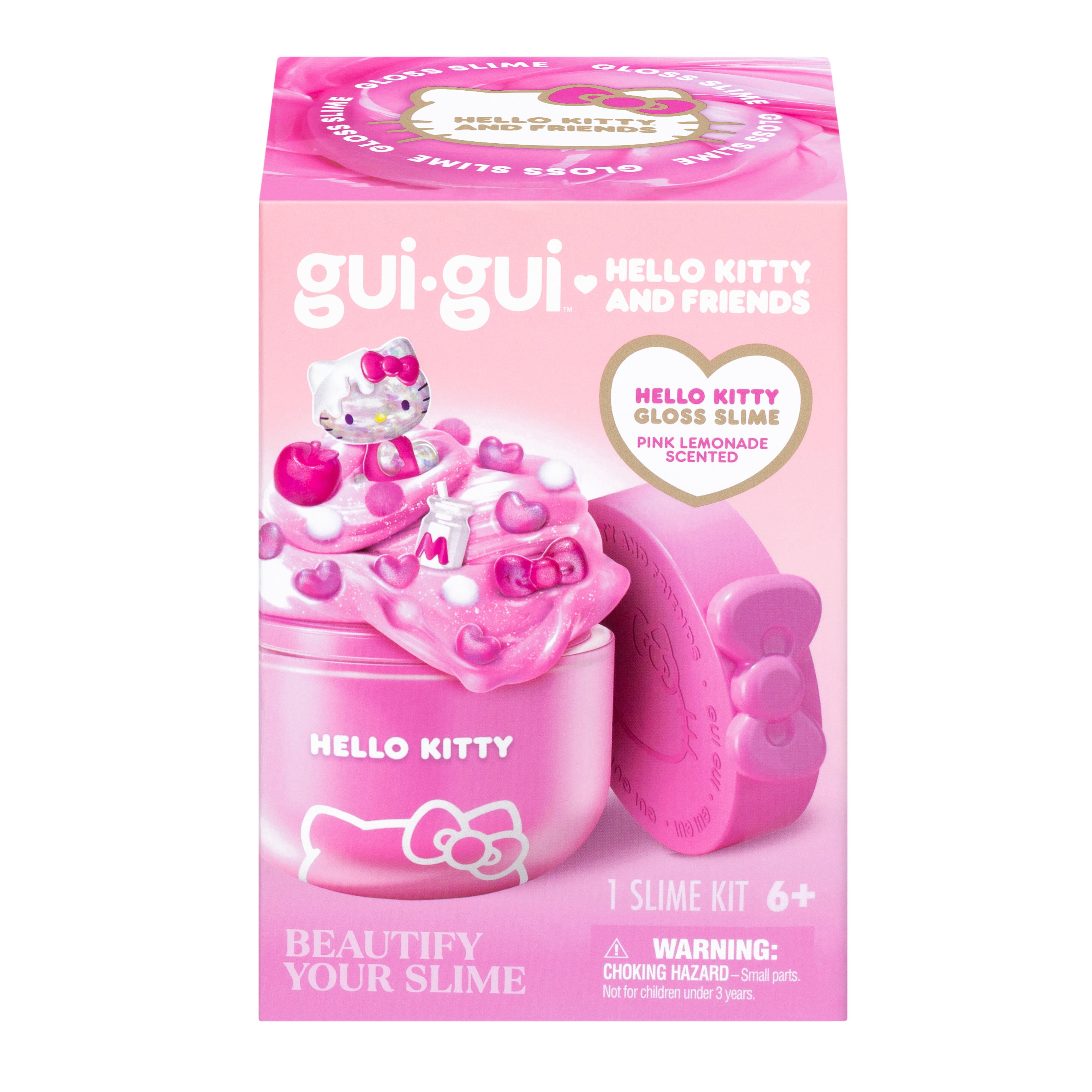 Gui Gui x Hello Kitty® and Friends Hello Kitty® Gloss Slime, Silky Pink Slime Kit with Charms, Mini Figure & Sparkle, Ages 6+