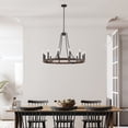 thumbnail image 4 of ACROMA  12-light Farmhouse Modern Wagon Wheel Chandelier Faux Wood Dining Room Chandelier - N/A Weathered Walnut, 4 of 5