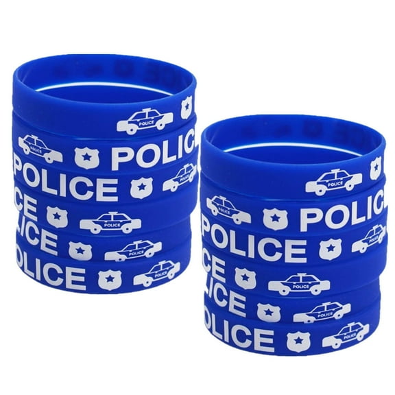 12 Packs Policeman Silicone Wristband for Men Women,Blue Police Sign Comfortable Rubber Bracelet for Police Support,Law Enforcement,and First Responders