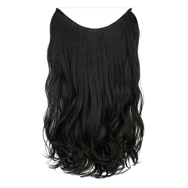 Peluca de moda para mujer, cabello largo y rizado, grande, natural, de una sola pieza con extensión de línea de pescado y tocado.
